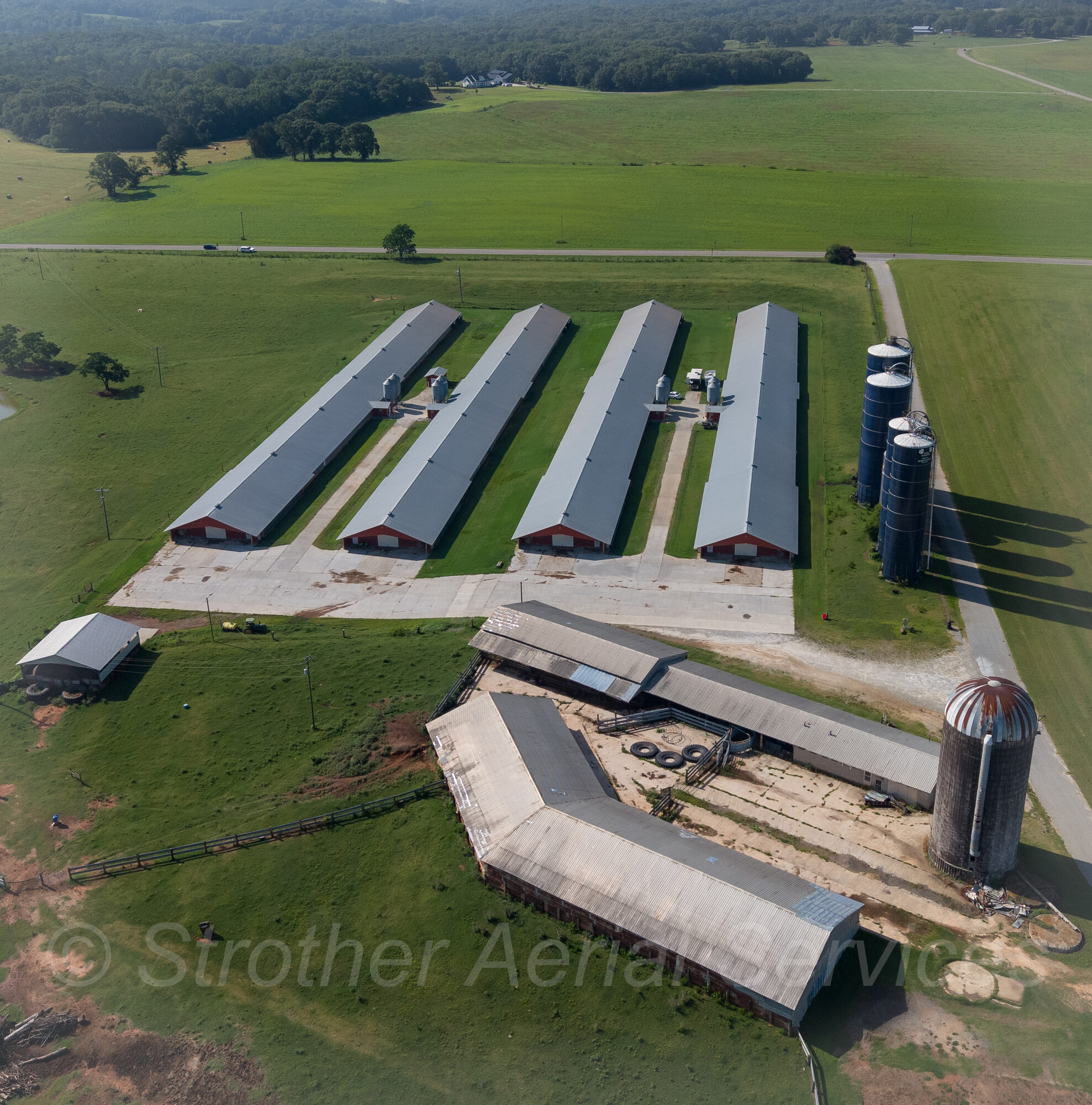 Aerial view of a poultry facility